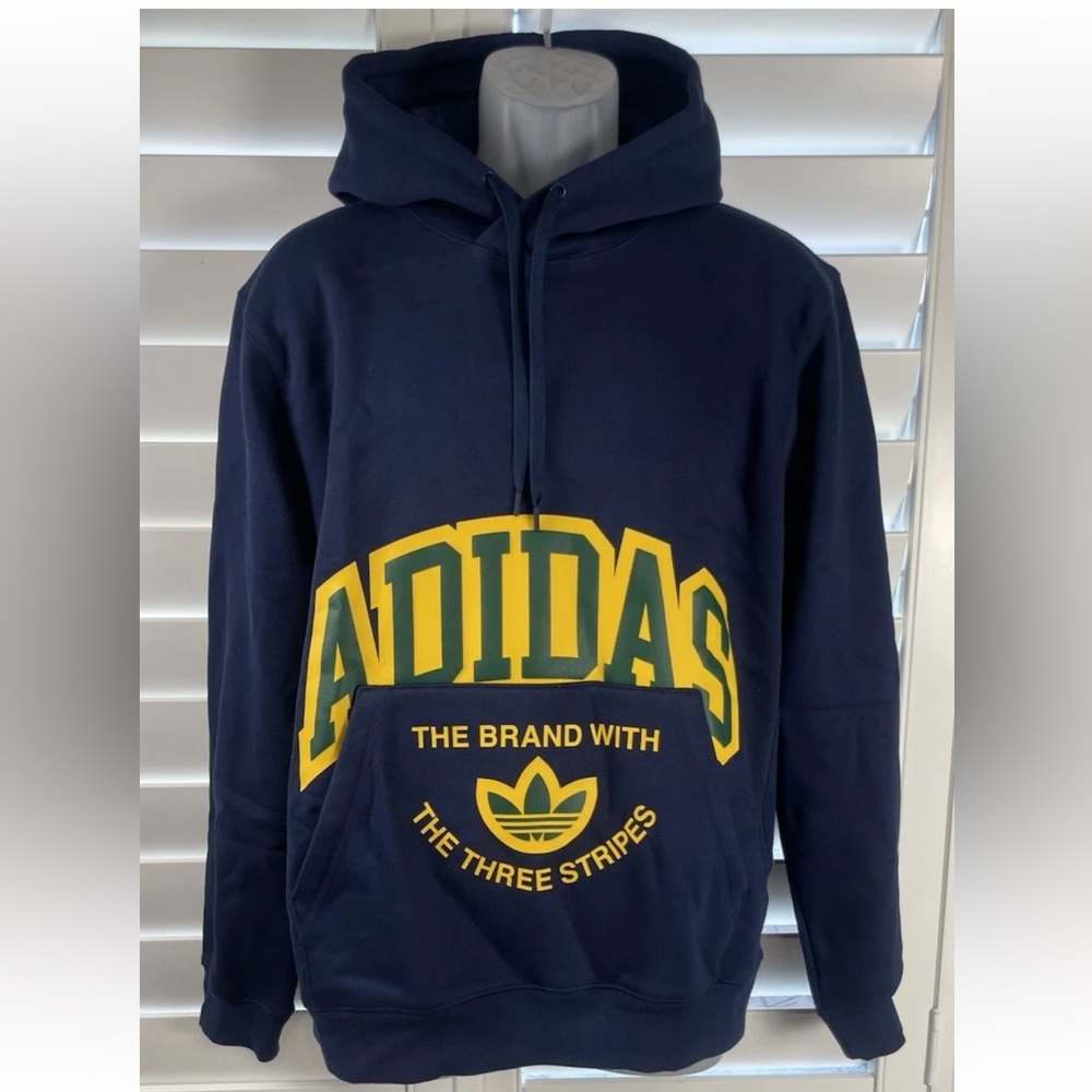 ADIDAS VRCT Hoodie Night Indigo Mens Size Medium M Big Logo Navy Blue Sweatshirt